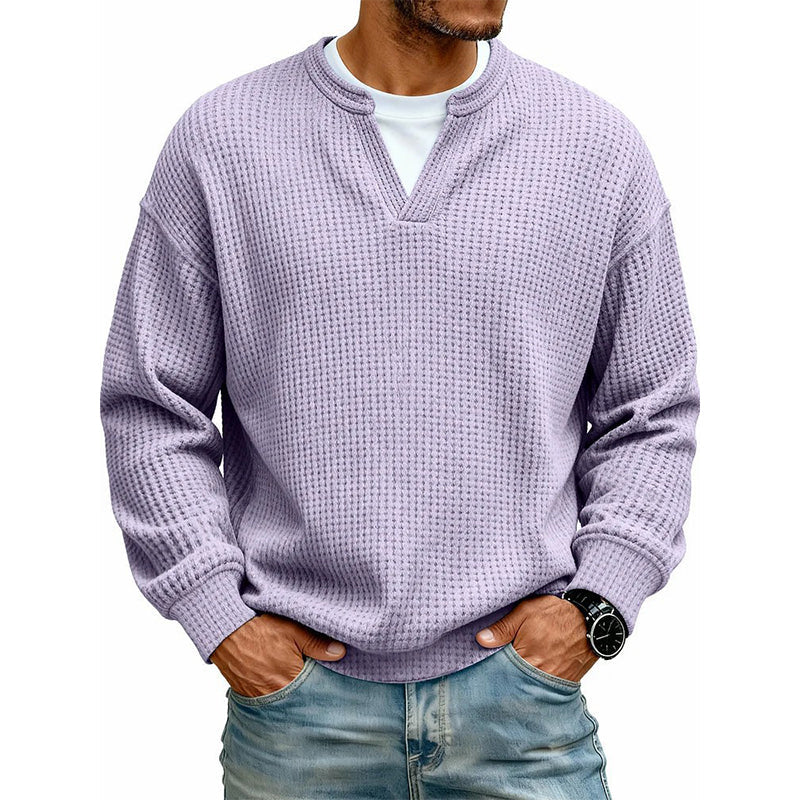🔥🔥LAST DAY SALE ONLY ￡13.99!!✨ Timeless Comfort | Men's Textured Waffle Layered-Look Long-Sleeve Tee