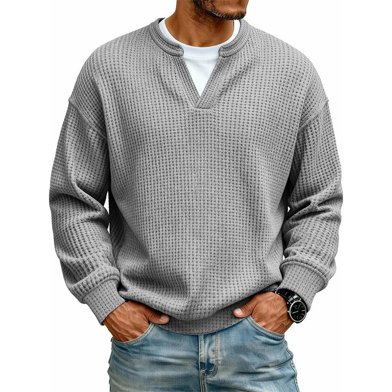 🔥🔥LAST DAY SALE ONLY ￡13.99!!✨ Timeless Comfort | Men's Textured Waffle Layered-Look Long-Sleeve Tee