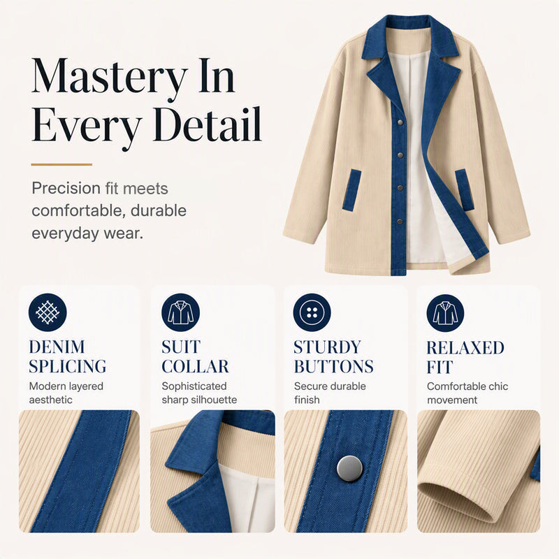 ✨ Easy Everyday Style | Women's Denim Patchwork Casual Jacket