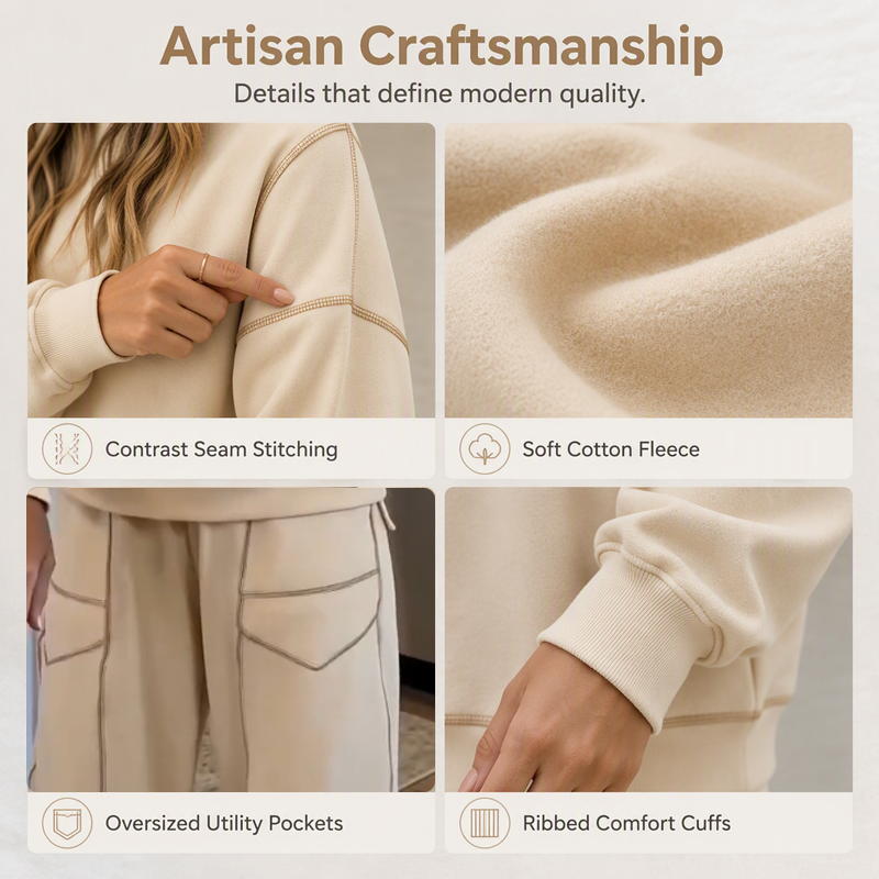 Women's Pullover Sweatshirt & Wide-Leg Pants Set