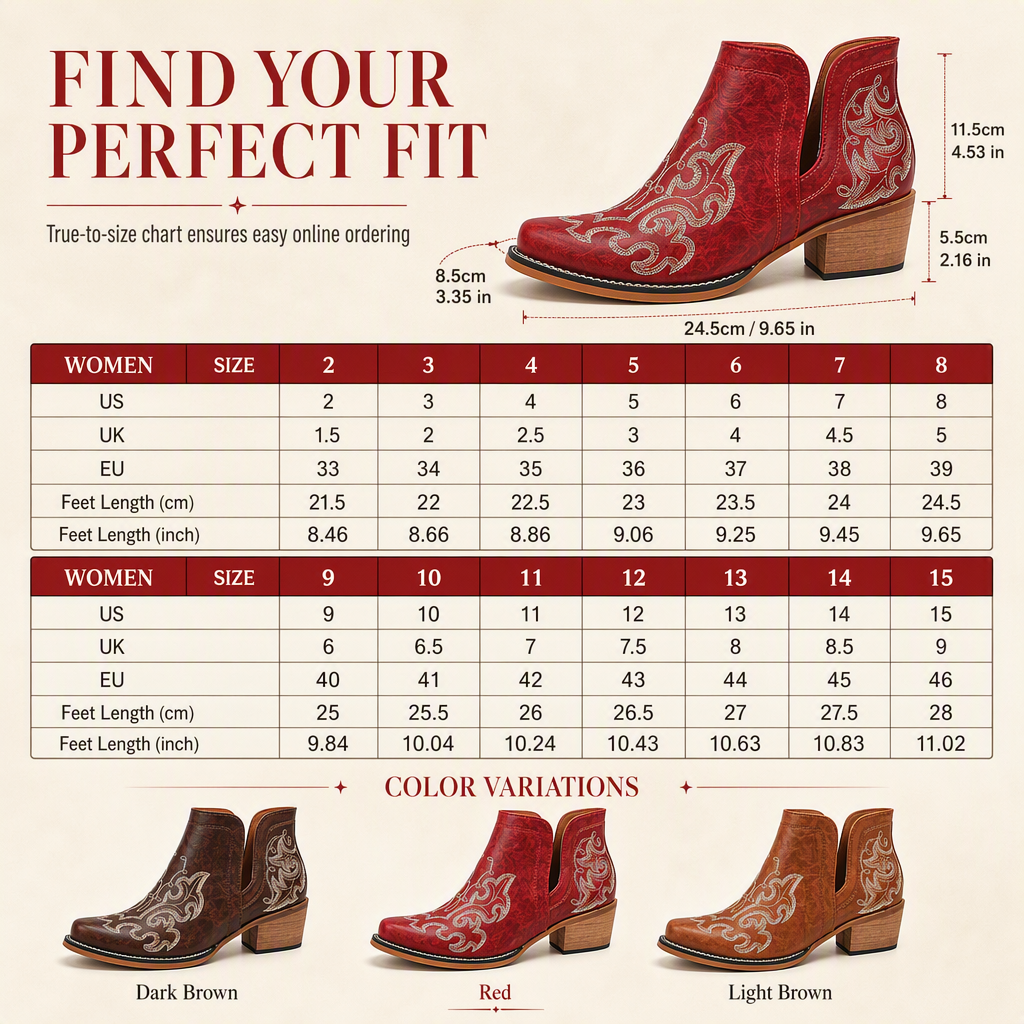🤠 Western Charm | Women's V-Cut Embroidered Block-Heel Ankle Boots ⚡ Free Shipping