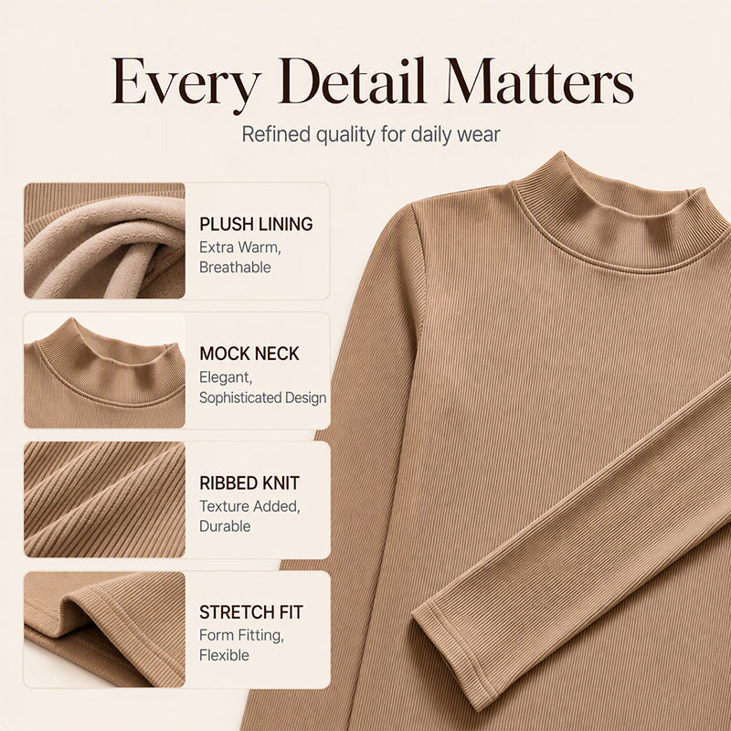 Women's Warm-Lined Mock Neck Fitted Top