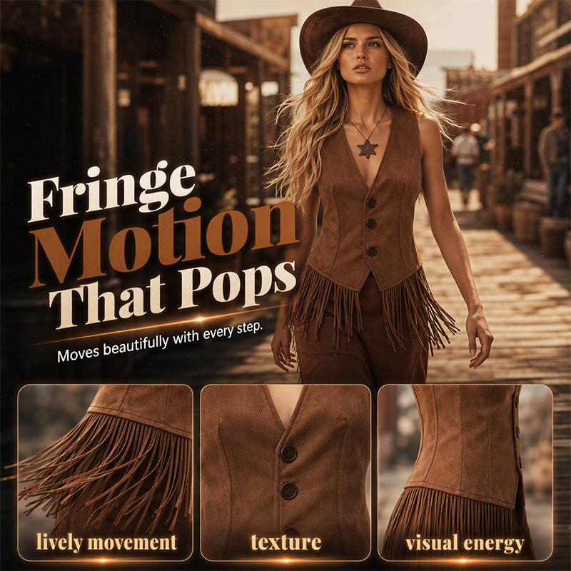 Women’s Vintage V-Neck Fringe Vest