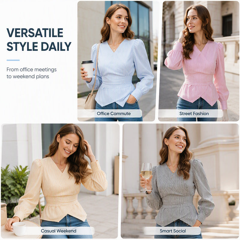 👚✨Women’s Casual Striped V Neck Wrap Top✨𝘉𝘶𝘺 𝘢𝘯𝘺 2 𝘢𝘯𝘥 𝘨𝘦𝘵 𝘢𝘯 𝘦𝘹𝘵𝘳𝘢 8% 𝘥𝘪𝘴𝘤𝘰𝘶𝘯𝘵