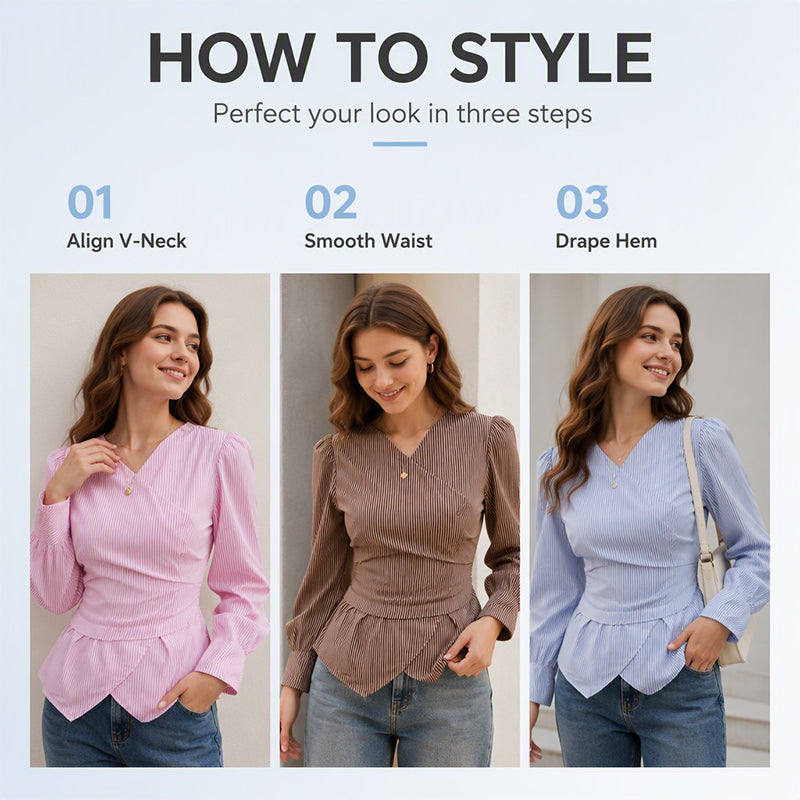 👚✨Women’s Casual Striped V Neck Wrap Top✨𝘉𝘶𝘺 𝘢𝘯𝘺 2 𝘢𝘯𝘥 𝘨𝘦𝘵 𝘢𝘯 𝘦𝘹𝘵𝘳𝘢 8% 𝘥𝘪𝘴𝘤𝘰𝘶𝘯𝘵