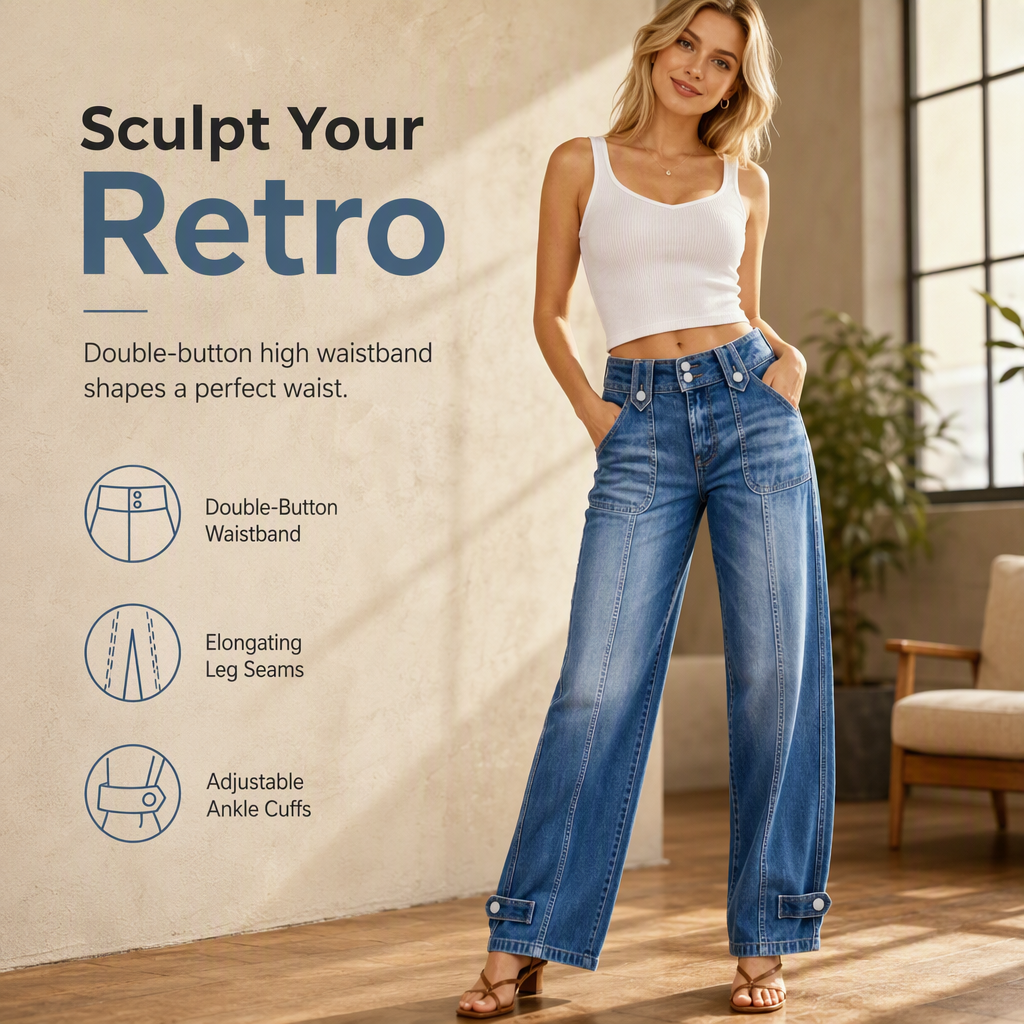 👖 Waist-Defining Fit, Longer-Looking Legs | Women's High-Rise Seamed Wide-Leg Jeans