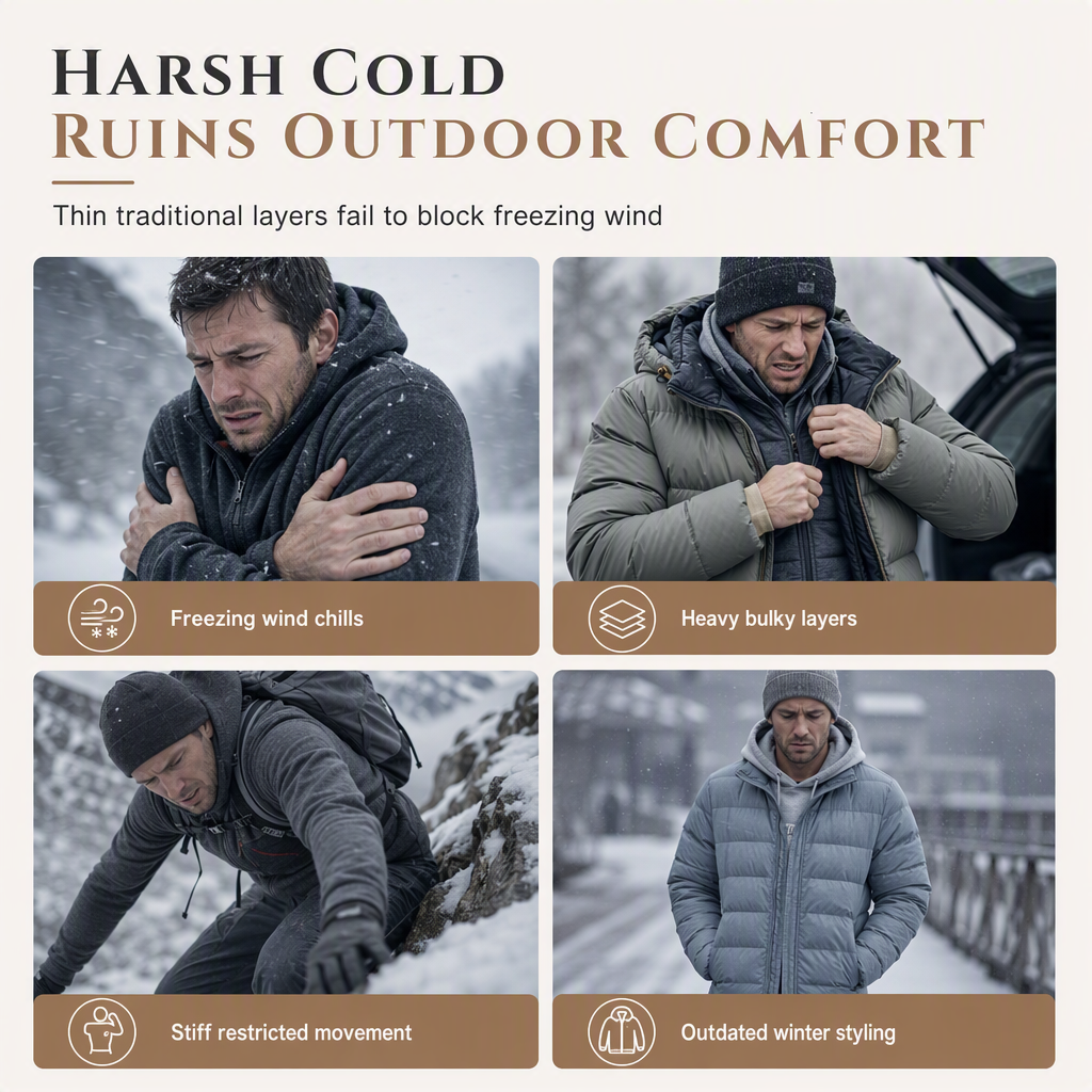 ⏳LAST DAY SALE ONLY ￡16.99!!✨Men's Winter Fleece Lined Hoodie Jacquard Pattern Long Sleeve Pullover Sweatshirt for Casual Outdoor Wear✨