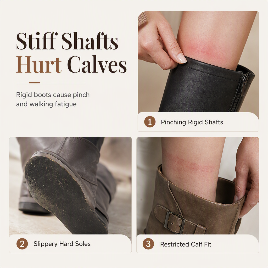 Women's Lace Up Slouchy Mid-Calf Boots 