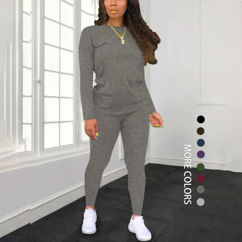 Women's Long Sleeve Top & Pants 2-Piece Set