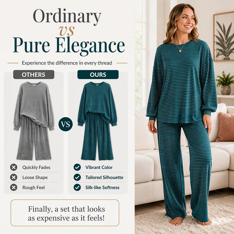 Women's Striped Pullover & Wide-Leg Pants 2-Piece Set
