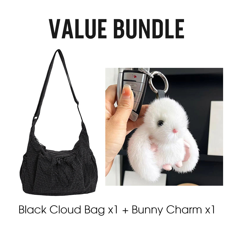 Plaid Drawstring Ruched Cloud Bag