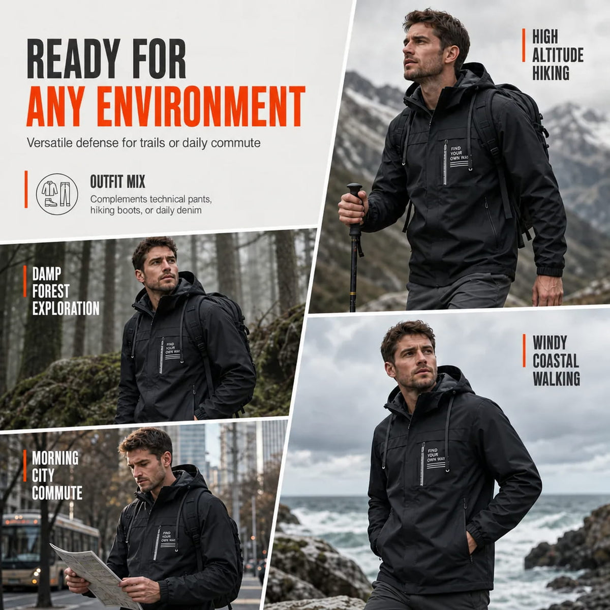 🔥LAST DAY SALE 70% OFF👍✨🌧️ Weather Protection, Everyday Versatility | Men's Detachable-Hood Windbreaker
