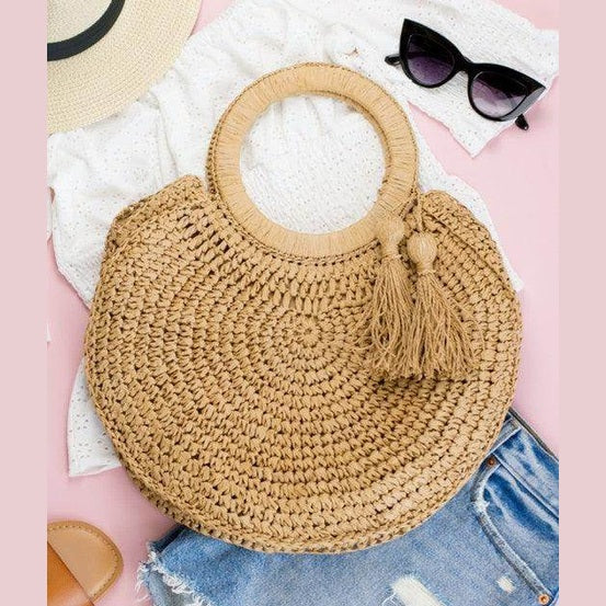 Straw Tassel O-Ring Tote