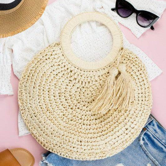 Straw Tassel O-Ring Tote