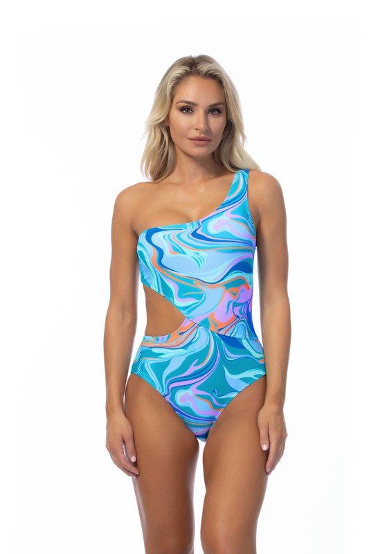 Asymmetrical Shoulder Swimsuit for Beach