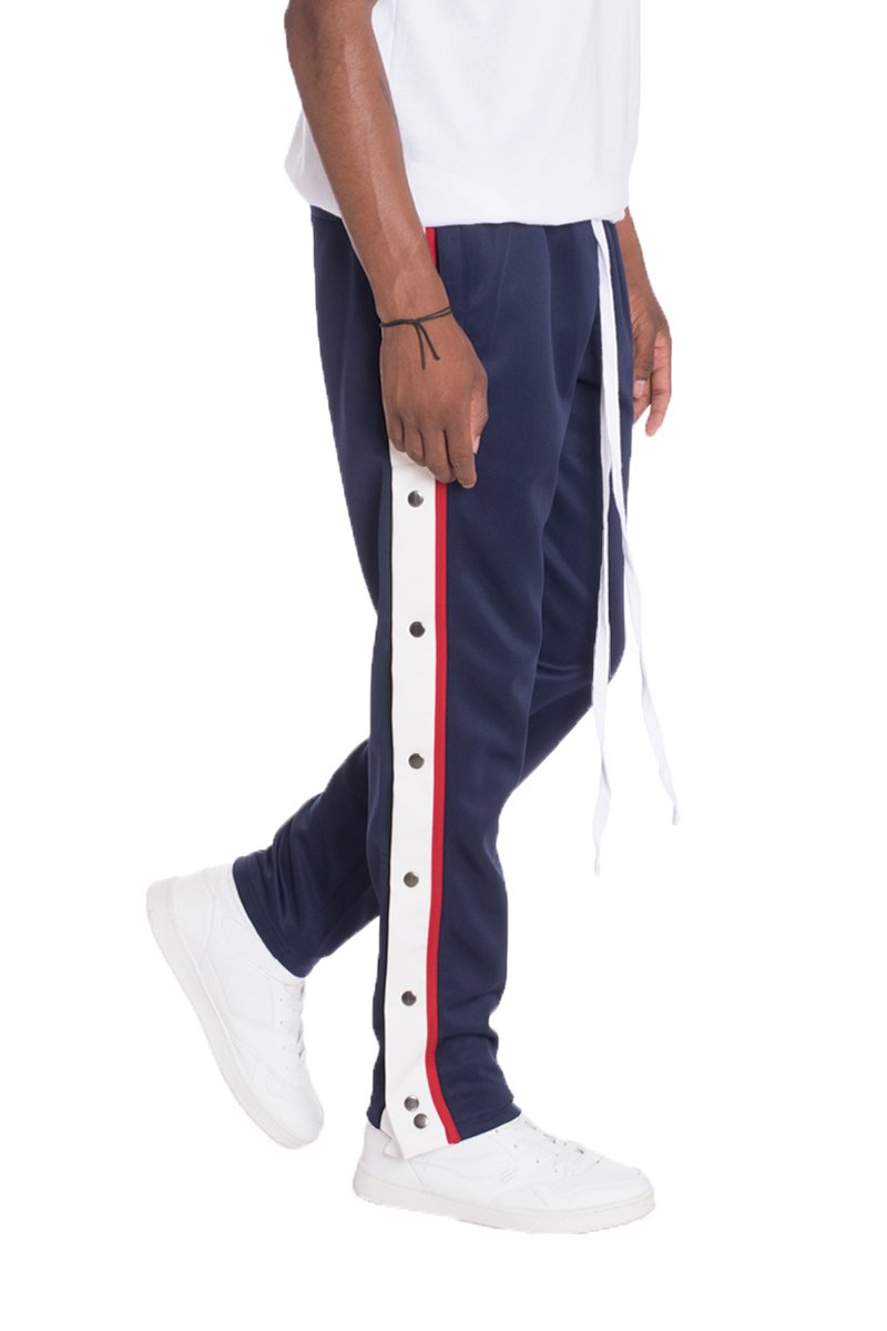 Men's Track Pants with Snap Side Detail for Comfort