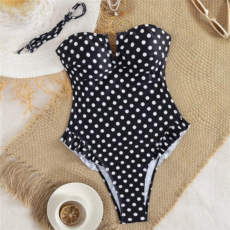 Women's Tummy Control Swimsuit with Ruffle Detail