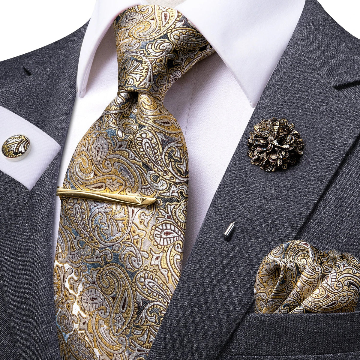 Luxury Tie Silk with Elegant Paisley Design for Men