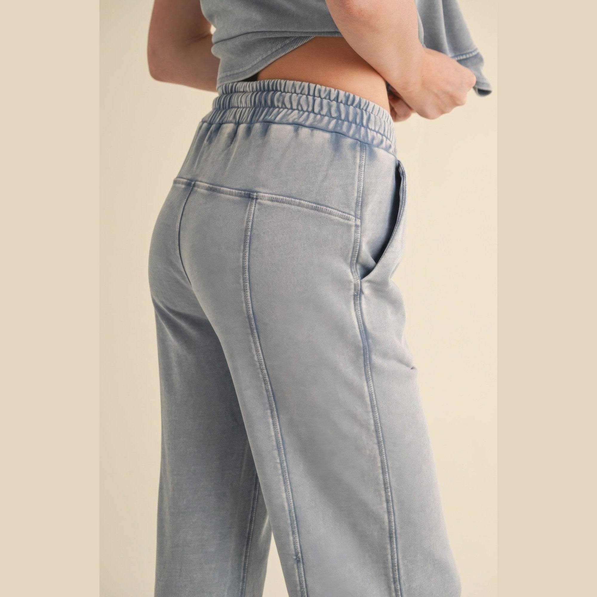 VacationGrabs Womens Relaxed Fit Mineral Wash Trousers