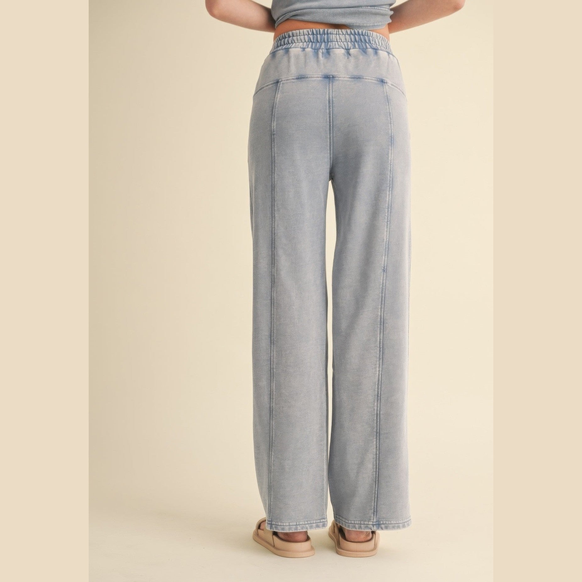 VacationGrabs Womens Relaxed Fit Mineral Wash Trousers