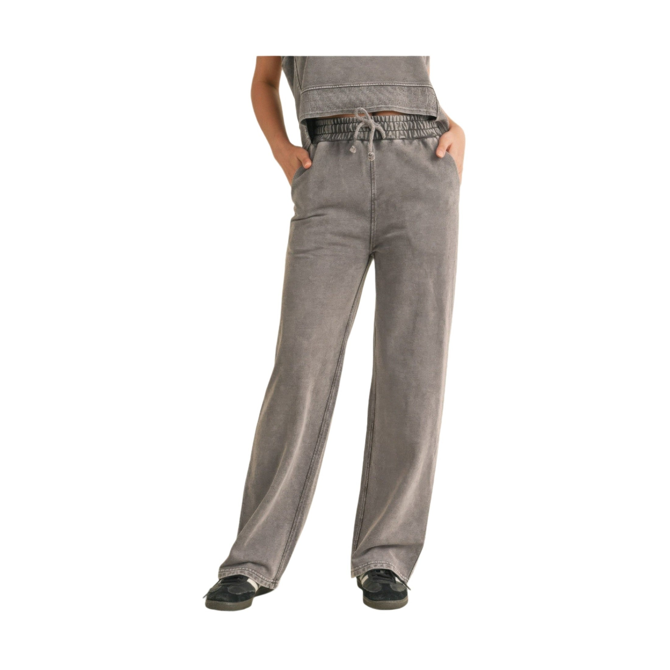 VacationGrabs Womens Relaxed Fit Mineral Wash Trousers