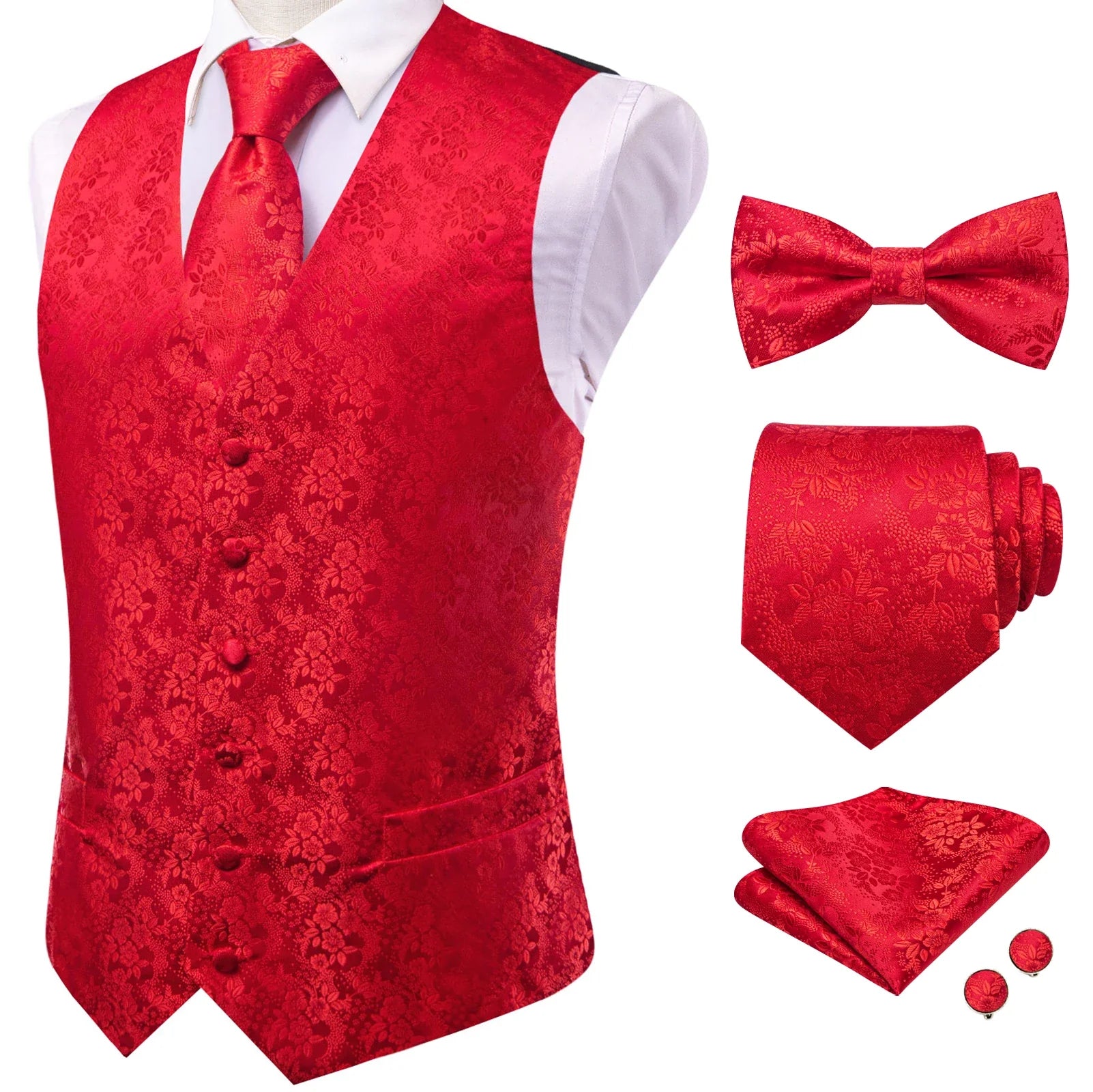 Elegant Waistcoat for Men in Pink Floral Design