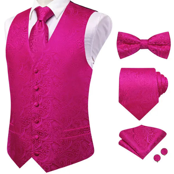 Elegant Waistcoat for Men in Pink Floral Design