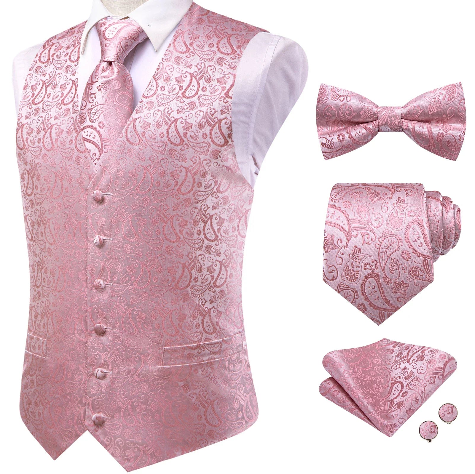 Elegant Waistcoat for Men in Pink Floral Design