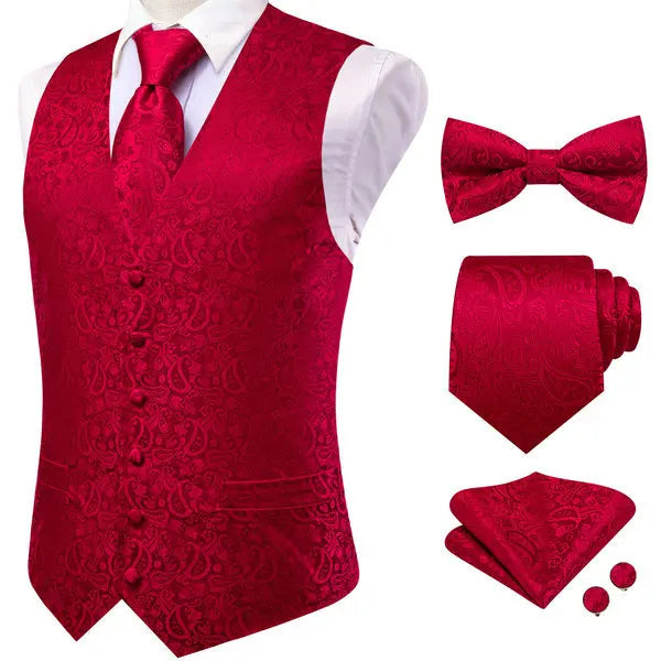 Elegant Waistcoat for Men in Pink Floral Design