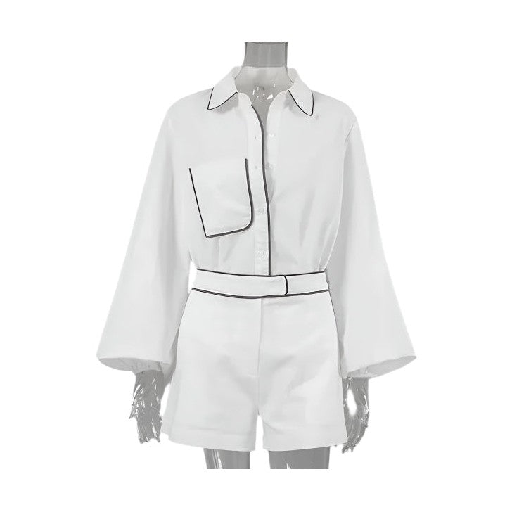 Vacation Outfits for Women -  White Summer Shorts Set with