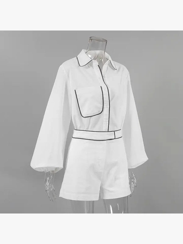 Vacation Outfits for Women -  White Summer Shorts Set with