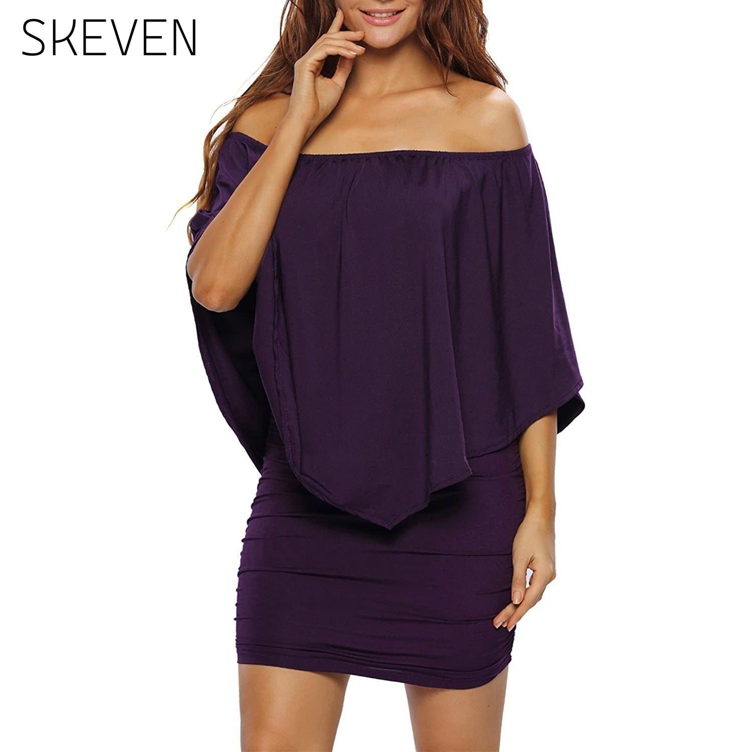 Women Off Shoulder Ruffles Bodycon Mini Dress __stock:200 casual dresses clothes dresses refund_fee:1200
