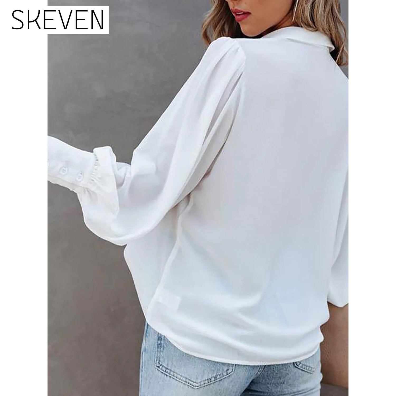 Womens Blouse Shirt Plain Button Long Sleeve __stock:200 clothes refund_fee:1200 tops