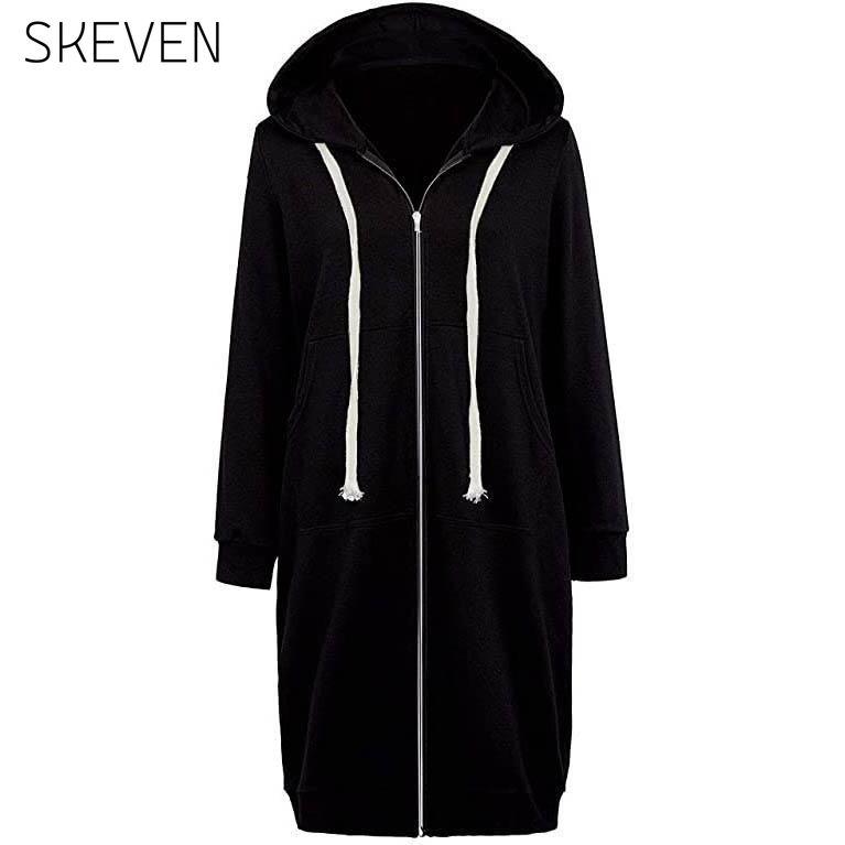 Women's Casual Zip up Hoodies Long Tunic Sweatshirts Jackets Fashion Plus Size Hoodie with Pockets Black __stock:100 Jackets & Coats refund_fee:1200