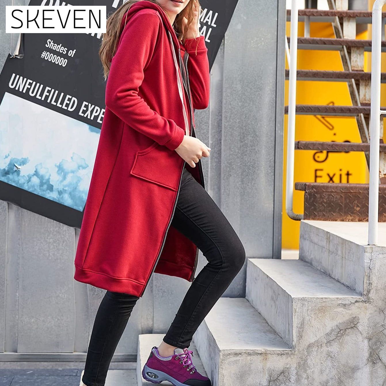 Women's Casual Zip up Hoodies Long Tunic Sweatshirts Jackets Fashion Plus Size Hoodie with Pockets __stock:100 Jackets & Coats refund_fee:1200