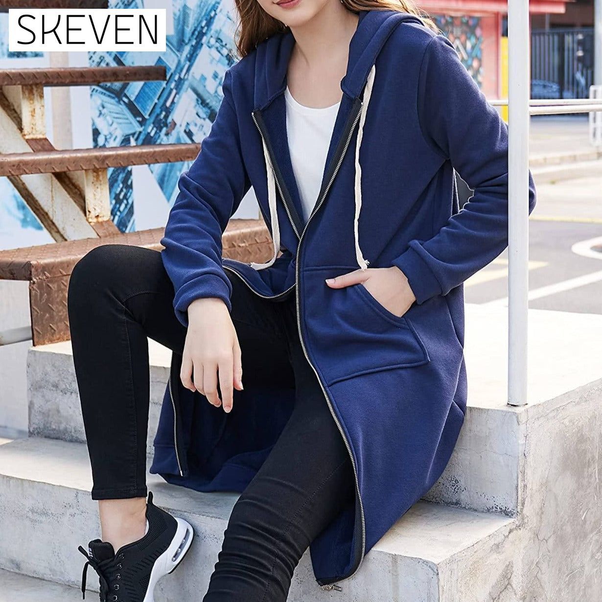 Women's Casual Zip up Hoodies Long Tunic Sweatshirts Jackets Fashion Plus Size Hoodie with Pockets __stock:100 Jackets & Coats refund_fee:1200