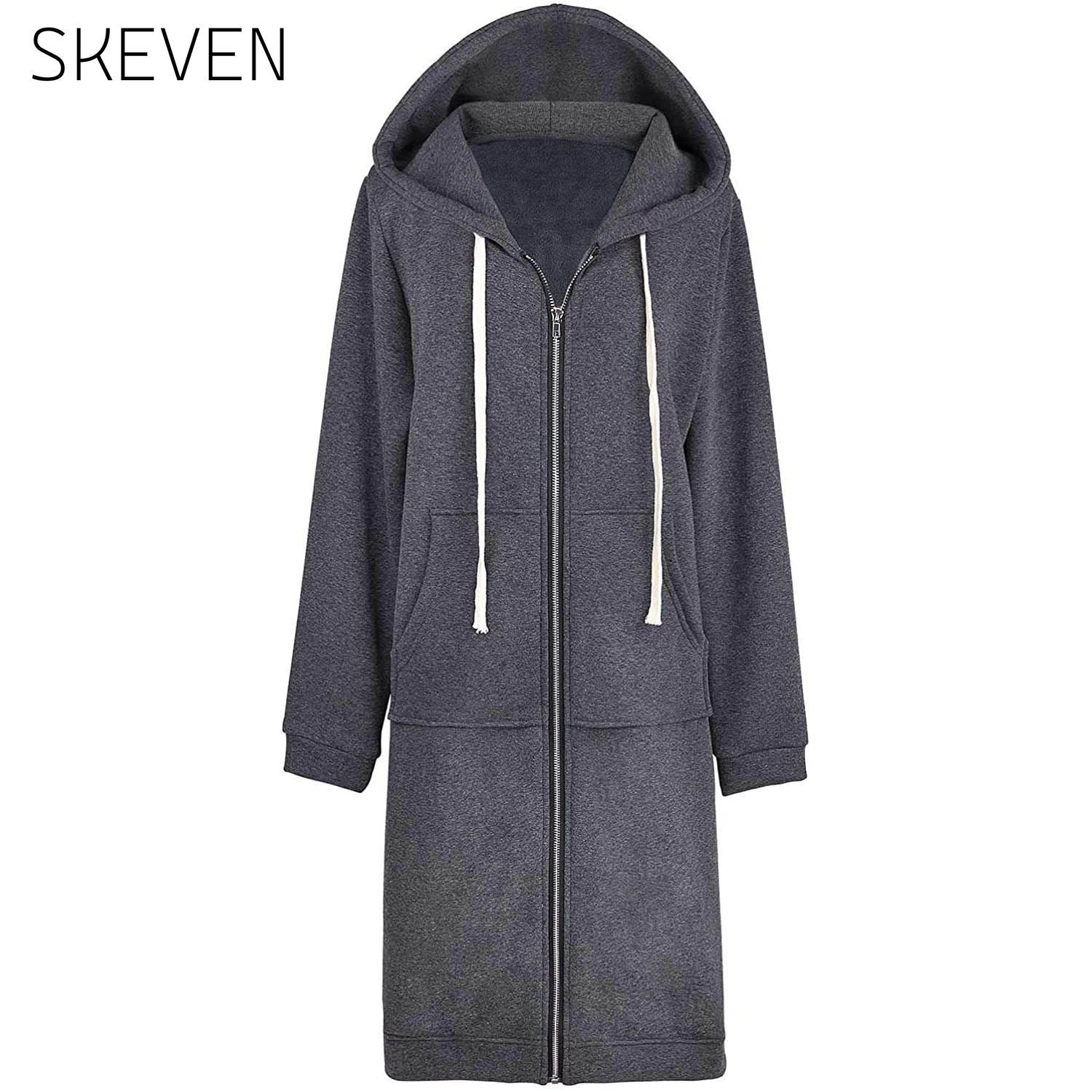 Women's Casual Zip up Hoodies Long Tunic Sweatshirts Jackets Fashion Plus Size Hoodie with Pockets Dark Gray __stock:100 Jackets & Coats refund_fee:1200