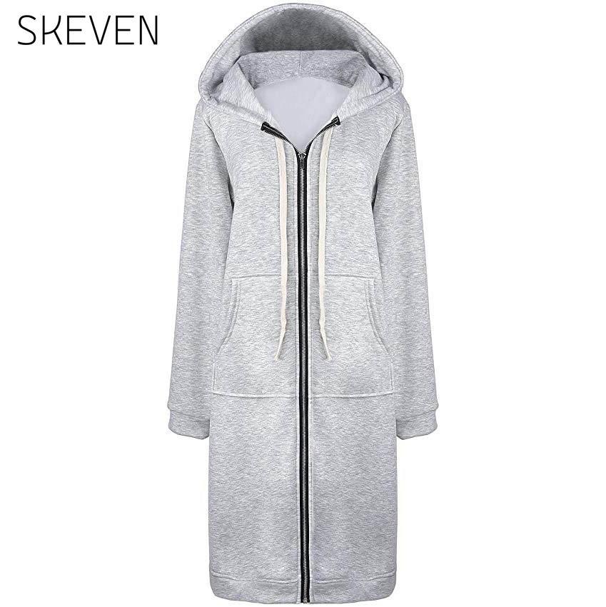 Women's Casual Zip up Hoodies Long Tunic Sweatshirts Jackets Fashion Plus Size Hoodie with Pockets Gray __stock:100 Jackets & Coats refund_fee:1200