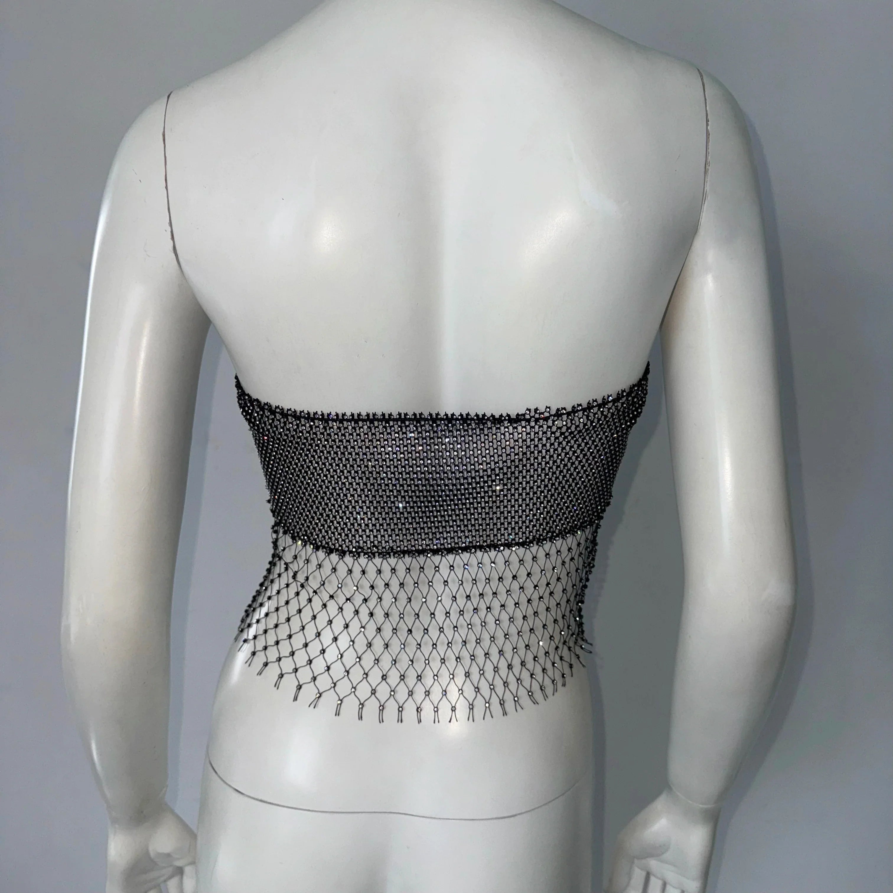 Women's Clubwear Tops with Shimmering Mesh Design