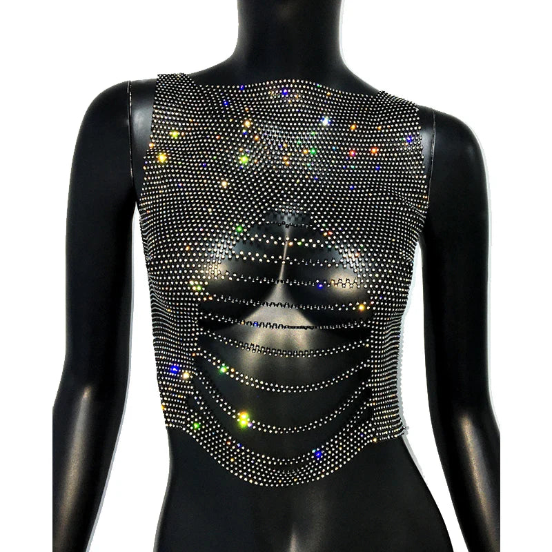 Women's Clubwear Tops: Sparkly Mesh Crop Top