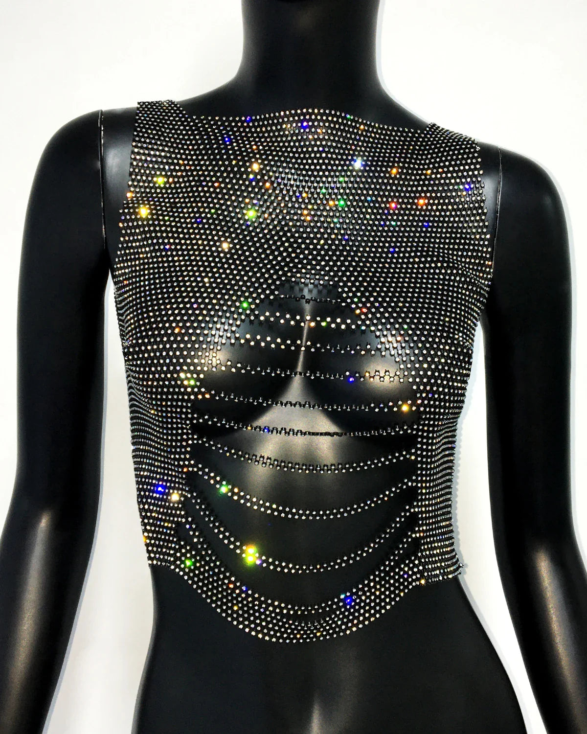 Women's Clubwear Tops: Sparkly Mesh Crop Top
