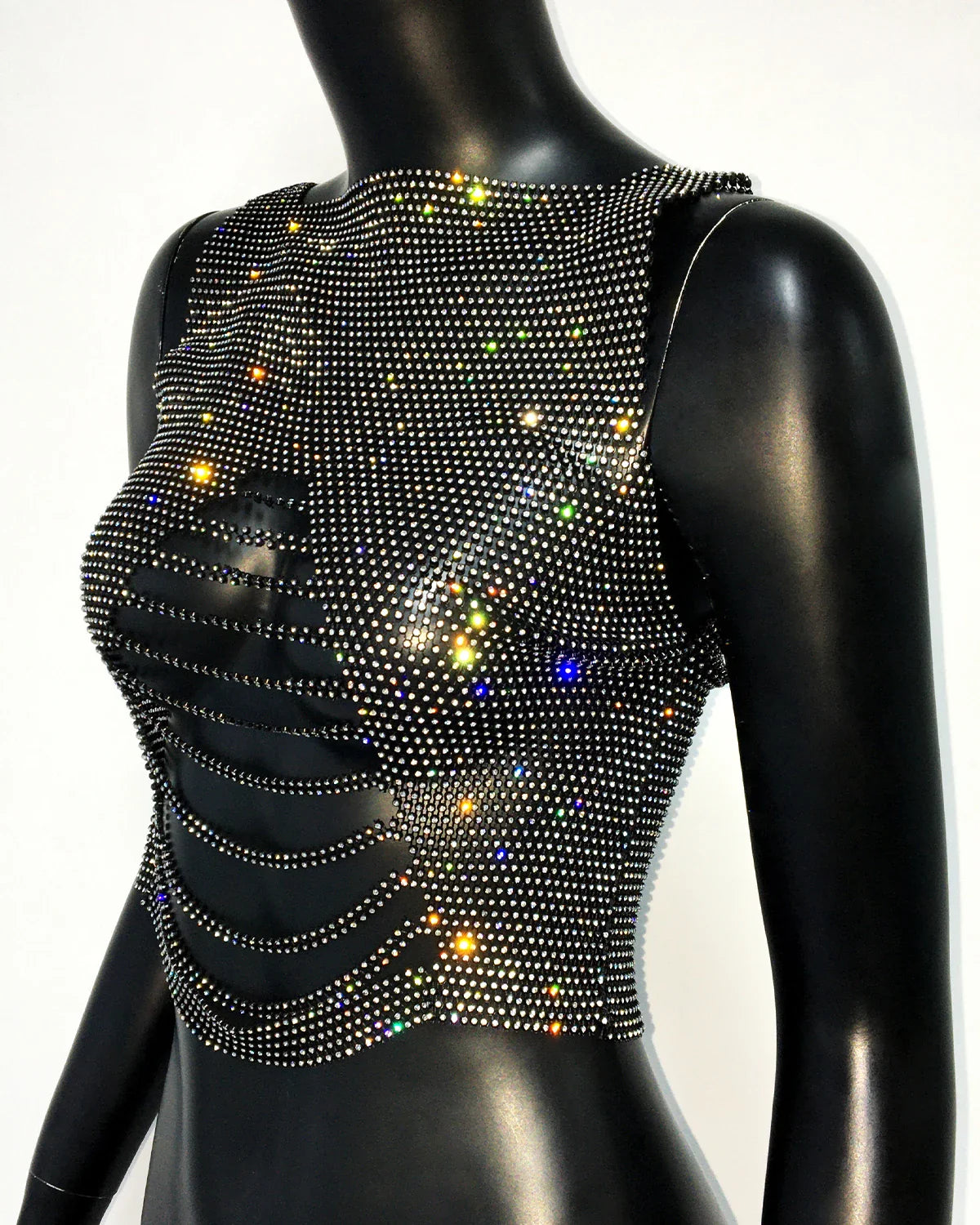 Women's Clubwear Tops: Sparkly Mesh Crop Top