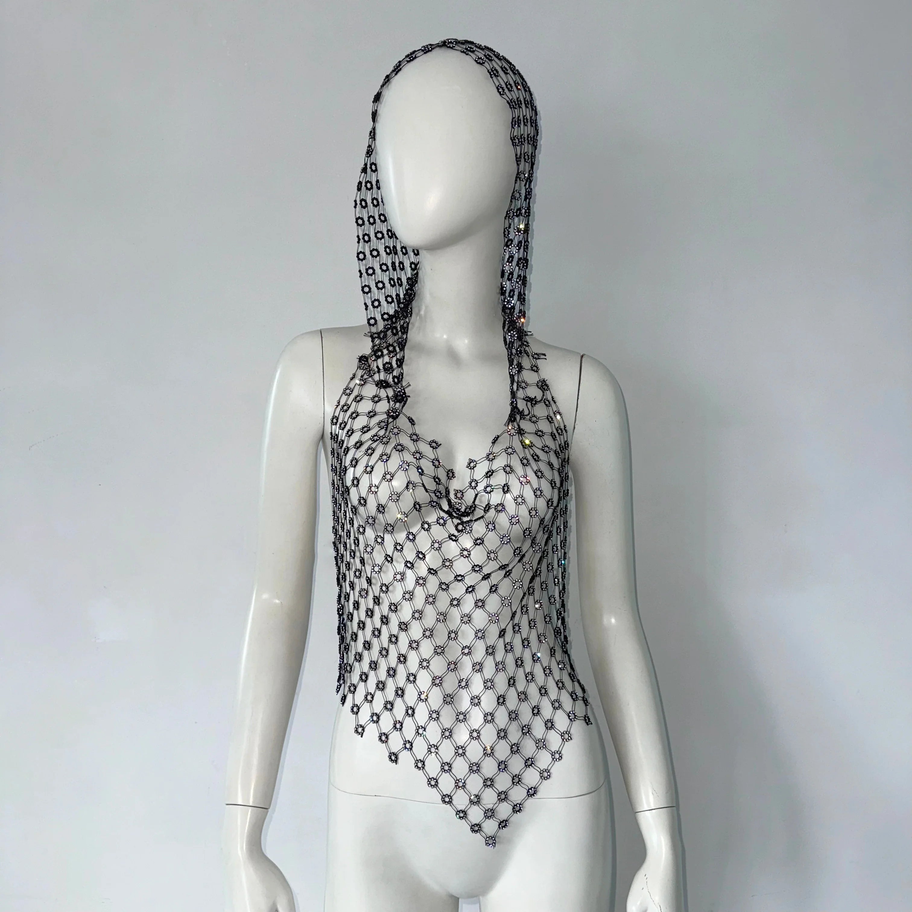 Women's Clubwear Tops with Shiny Chain Detail