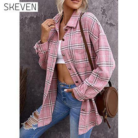 Women's Fall Clothes Plaid Jacket Long Sleeve __stock:200 clothes refund_fee:1200 tops
