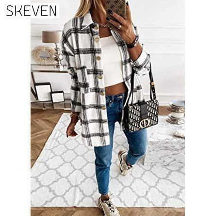 Women's Fall Clothes Plaid Jacket Long Sleeve __stock:200 clothes refund_fee:1200 tops