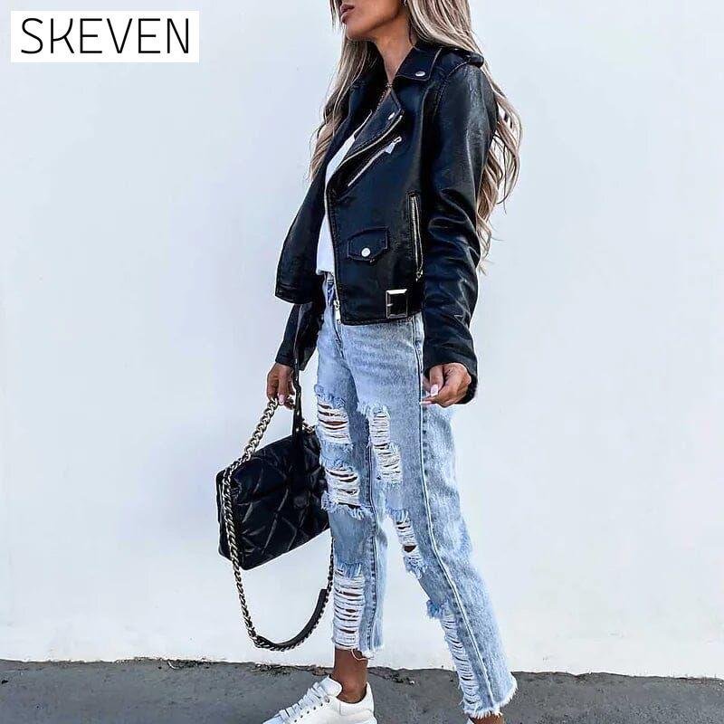 Women's Faux Modern Street Style Leather Jacket __stock:200 Jackets & Coats refund_fee:1200