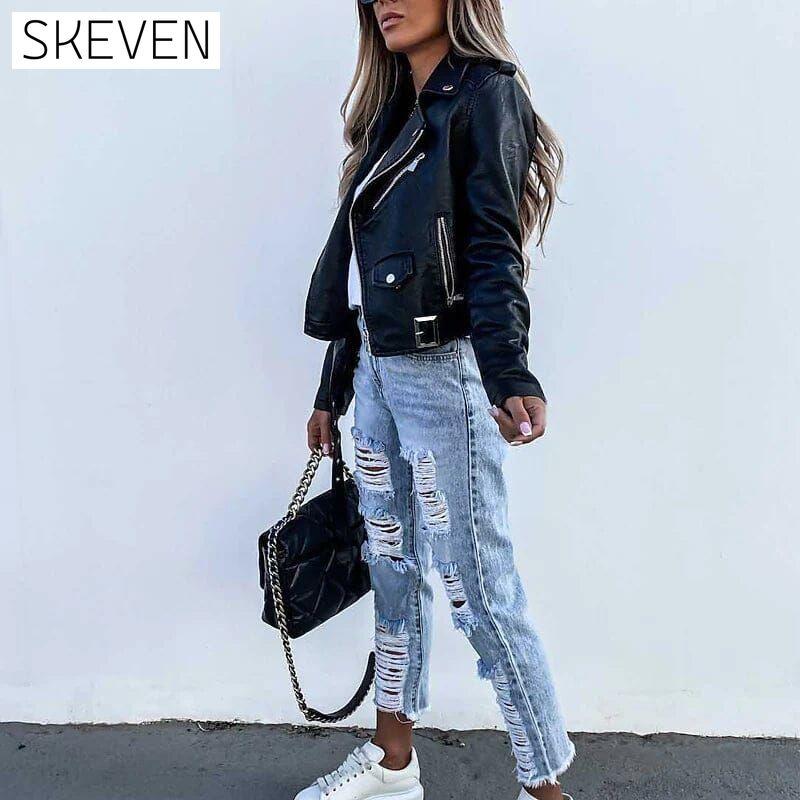 Women's Faux Modern Street Style Leather Jacket __stock:200 Jackets & Coats refund_fee:1200