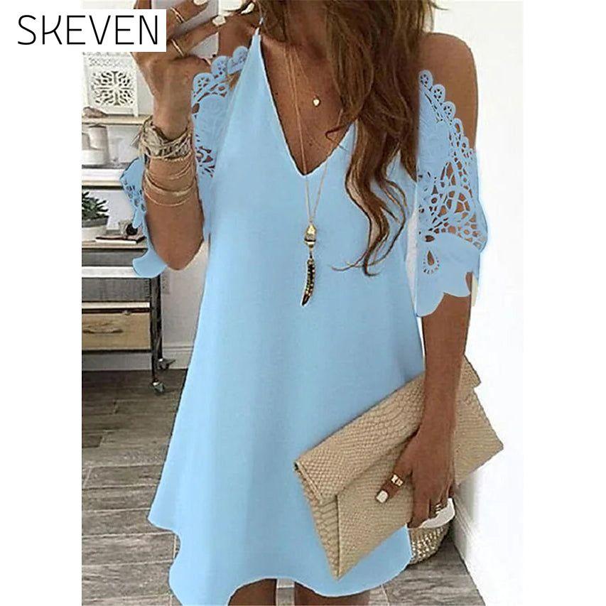 Women's Half Sleeve Solid Cutout Shift Dress Light Blue __stock:200 casual dresses clothes dresses refund_fee:1200
