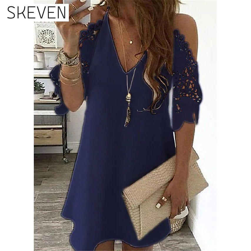 Women's Half Sleeve Solid Cutout Shift Dress Navy __stock:200 casual dresses clothes dresses refund_fee:1200