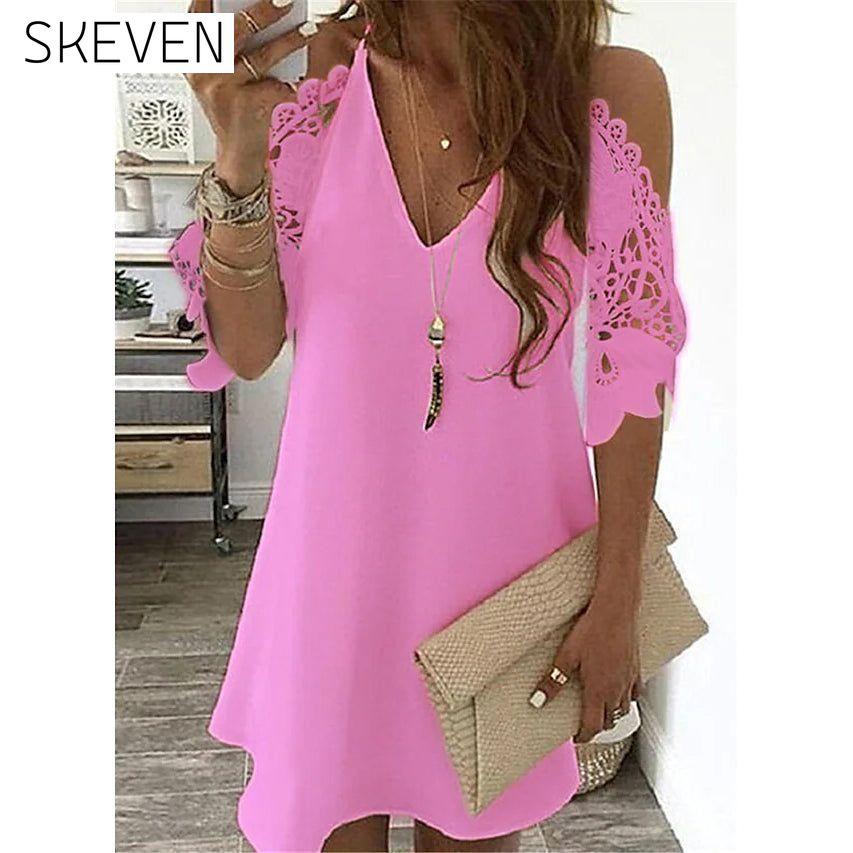 Women's Half Sleeve Solid Cutout Shift Dress Pink __stock:200 casual dresses clothes dresses refund_fee:1200